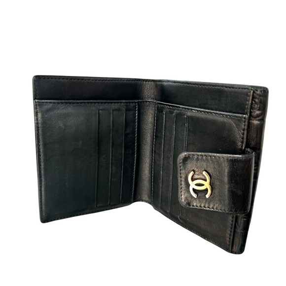Authentic CHANEL Black Lambskin Leather Lucky Charms Embossed Bifold Wallet - Picture 5 of 16